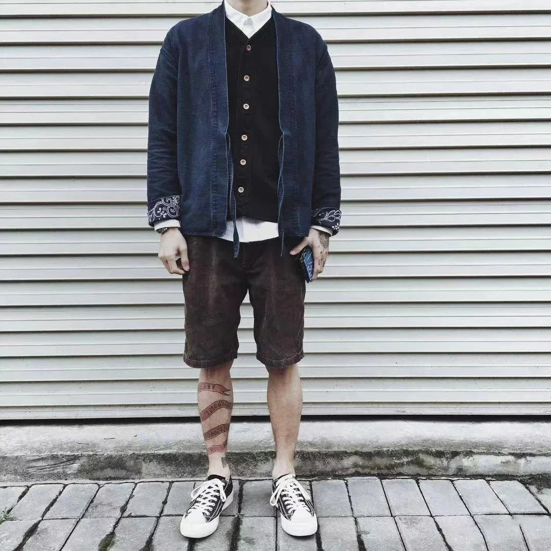 New Arrival 23SS FLUXUS03 Japanese Casual Loose Splashed Ink Corduroy Shorts for Men