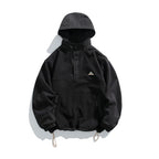 Japanese Retro Fleece Couple Pullover Top Casual Hooded Sweatshirt Men's and Women's Plus Fleece Jacket
