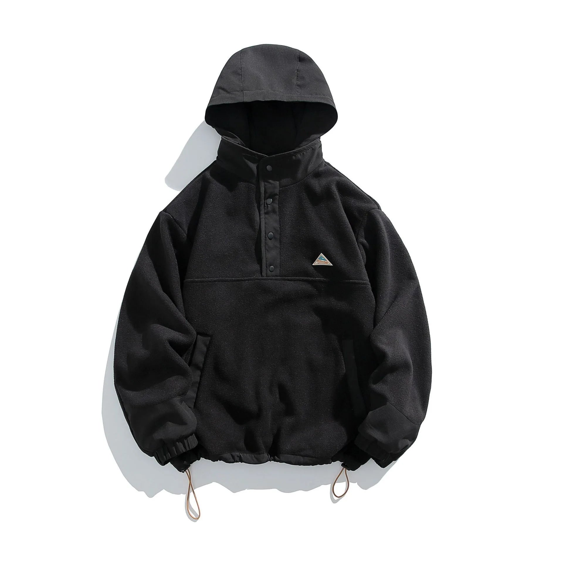 Japanese Retro Fleece Couple Pullover Top Casual Hooded Sweatshirt Men's and Women's Plus Fleece Jacket