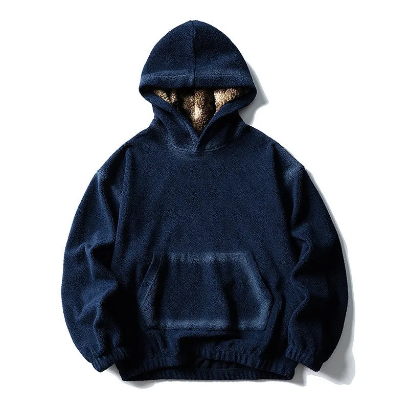 Japanese Retro Heavyweight Fleece Hooded Sweatshirt for Men and Women Basic Autumn and Winter Vintage Washed Pullover Jacket