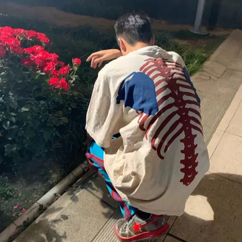 New Arrival KAPITAL Bone Hot Selling Skeleton Loose Short Sleeved Oversized T-Shirts for Men and Women