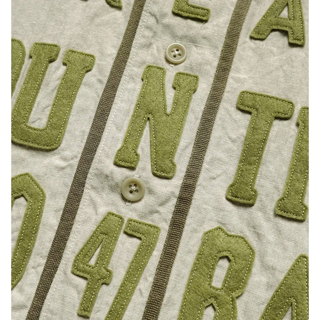 23SS KAPITAL Hirata Hiroshi Japanese Casual Cotton and Linen Embroidered Letter Loose Breasted Short Sleeved Shirt New