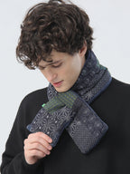 2Autumn and Winter Original Japanese Retro Down Cotton Scarf Ethnic Style Cotton and Linen Men's Scarf Trend