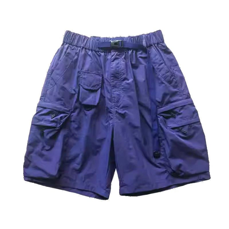 Japanese Outdoor Multi Pocket Workwear Shorts Summer Loose Lightweight Quick Drying Nylon Functional Casual Pants