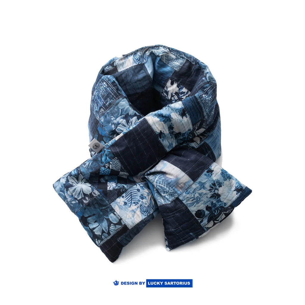 Japanese Kapital Style Retro Plant Pattern Cotton Winter Warm Scarf for Men and Women