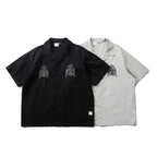 Japanese Thunderbird Embroidered Short Sleeve Casual Loose Shoulder Summer Shaped Shirt Men and Women