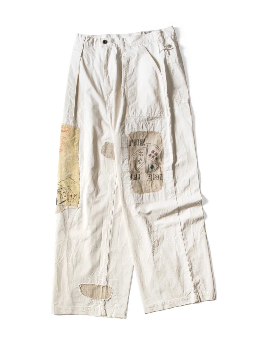 Japanese Style Hot Selling Kapital Washed Spliced Printed Patch Casual Pants for Men and Women