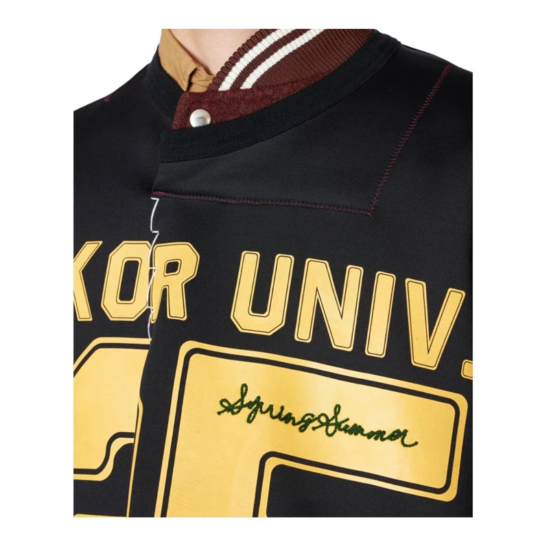 25SS KOLOR Abe Casual Splicing Letter Printed Baseball T-Shirts Loose Short Sleeve Loose Tees