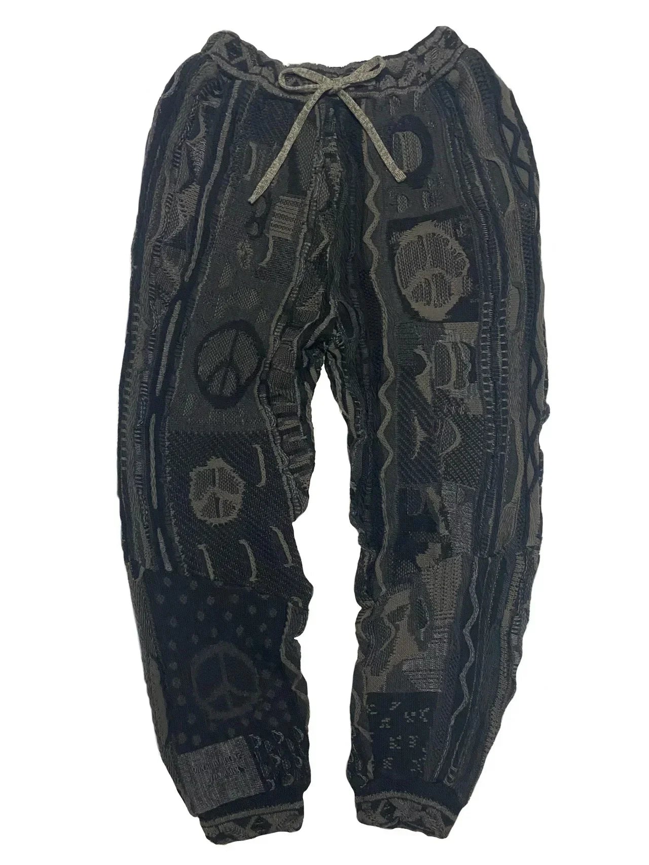 Kapital Vintage Hirata Hiroshi Japan Splice Men's Hip Hop Anti War Loose Knitted Pants Blue Tied Thick Sweatpants