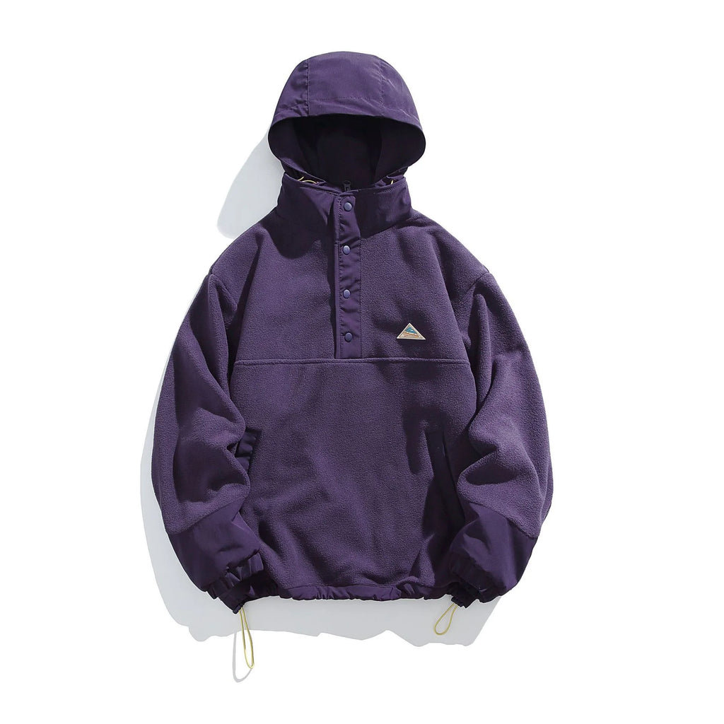 Japanese Retro Fleece Couple Pullover Top Casual Hooded Sweatshirt Men's and Women's Plus Fleece Jacket