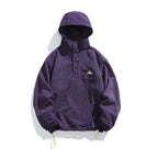 Japanese Retro Fleece Couple Pullover Top Casual Hooded Sweatshirt Men's and Women's Plus Fleece Jacket