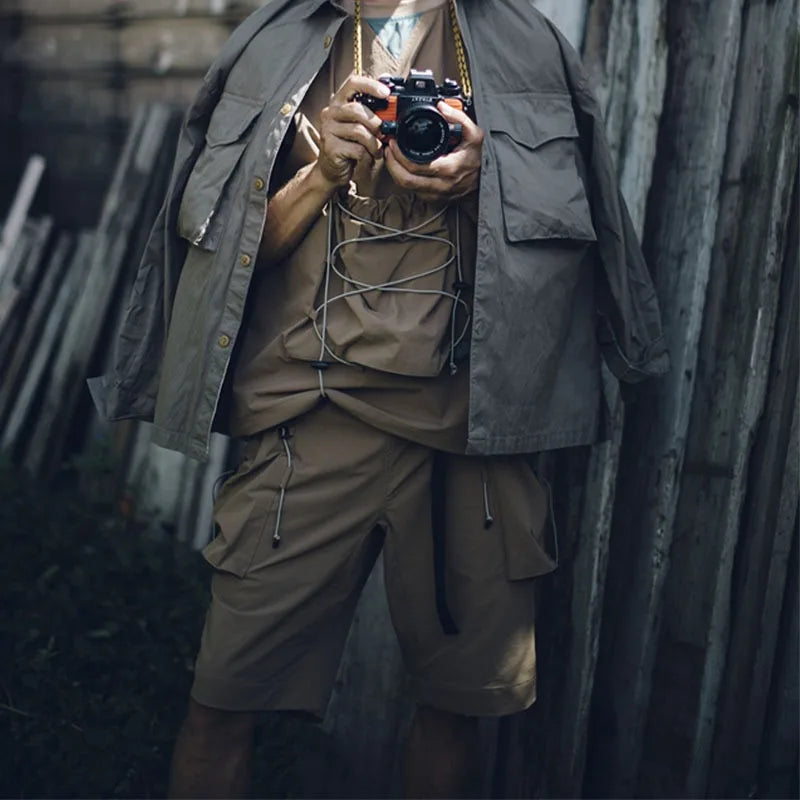 CMF Outdoor Functional Waterproof  Shorts with Large Pockets Five Quarter Pants Loose and Breathable Casual Pants