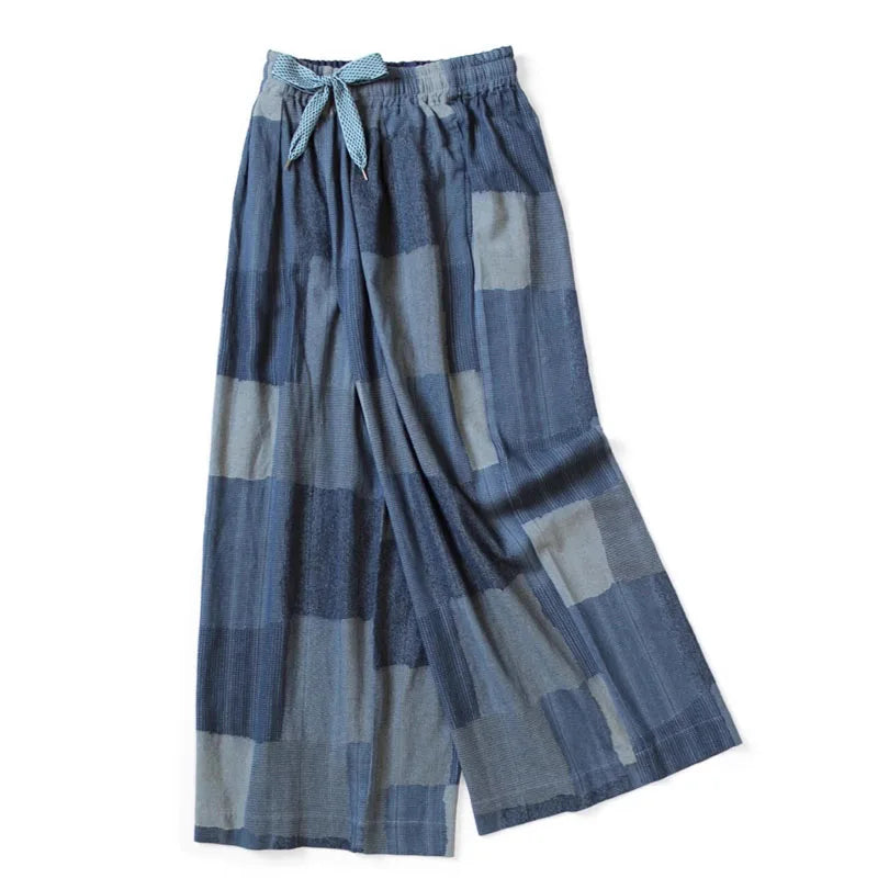 25AW KAPITAL Hirata and Hongri Retro Loose Fitting Polyester Patchwork Printed Elastic Casual Pants for Men New