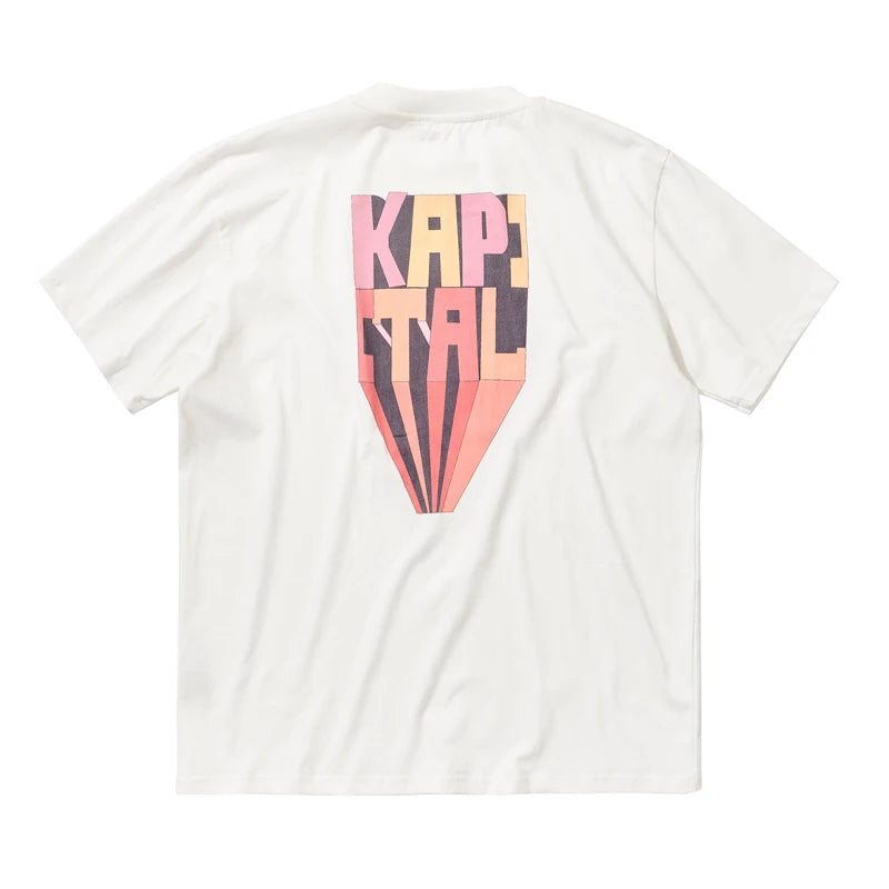 25SS KAPITAL Hirata and Hongri Tees Casual Pure Cotton Fun Printed Loose Round Neck Short Sleeved T-shirt