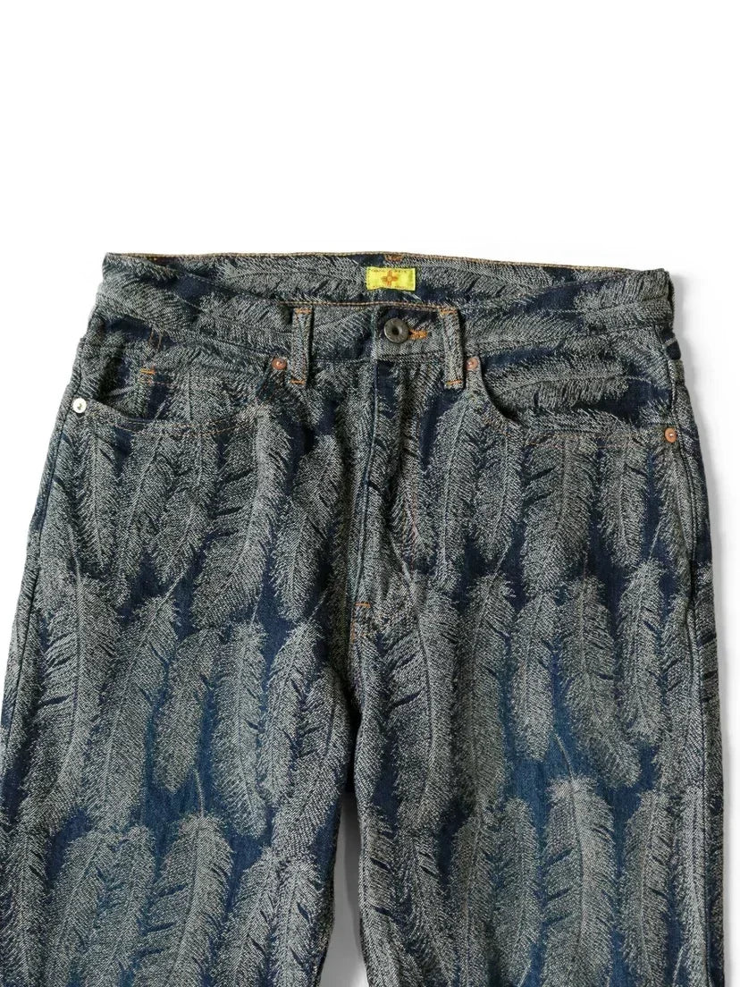New Japanese Style Kapital Hirata and Hiroshi Casual  Men's Women's Loose Denim Jacquard Feather Flared Pants Versatile