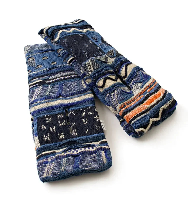 Japanese Retro Men's Women's Styles Vintage Knitted Yarn Texture Inner Lining Warm Scarf and Neck