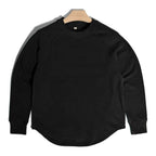 American Retro Double-sided Velvet Loose Curved Hem Warm Base T-Shirts Casual Shoulder Long Sleeved Tees Sweatshirt for Men