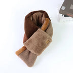 Japanese Autumn Winter Men's and Women's Scarves Velvet Thickened Warm Cross Scarf Color Blocked Outdoor Windproof Neck Cover