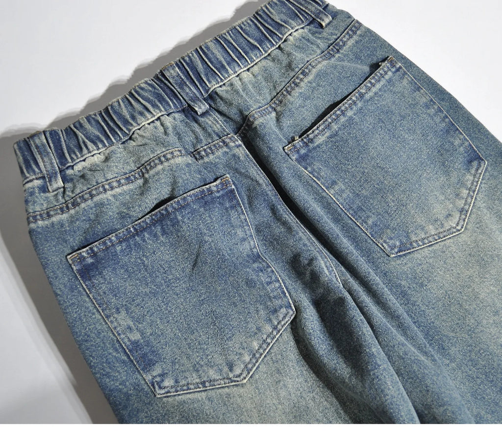Logging Amekaji Wide Leg Workwear Jeans American Style Loose Straight Leg Casual Pants for Men