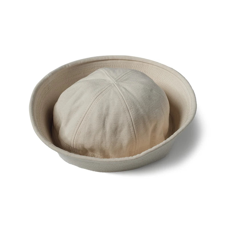 New Pot Hat NAVY Navy Sailor White Stiff Pure Cotton Fisherman Hat for Men and Women