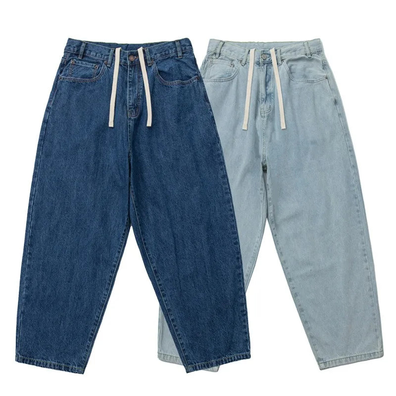 Japanese Retro Washed Distressed Tapered Jeans Men's and Women's Loose Harem Pants Lantern Flared Pants