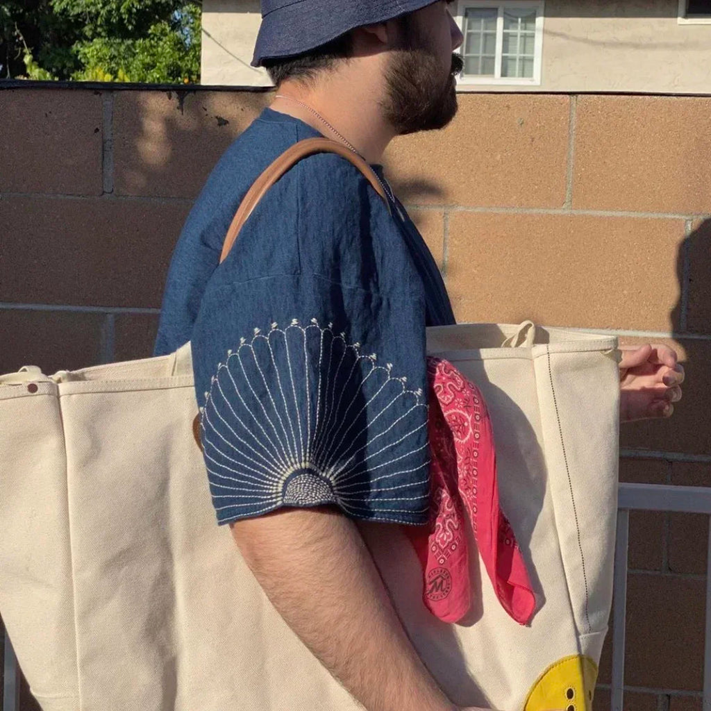 20SS KAPITAL Hirata Hiroshi Cotton Tops Embroidery Pattern Men's and Women's Same Style T-shirt Short Sleeve