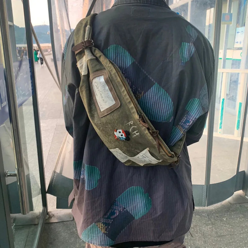 New Arrival Kapital Retro Japanese Trendy Casual Vintage Mickey Canvas Shoulder Small Stray Bag Ins