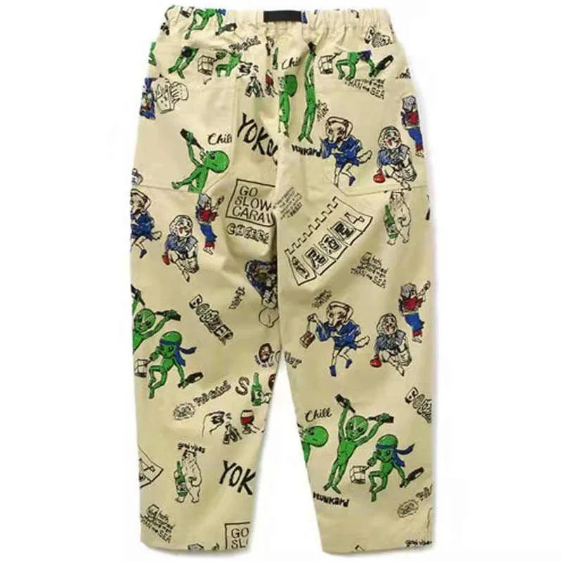 GO SLOW CARAVAN Japanese Trendy Brand Printed Wide Matsuyama Functional Belt Pants