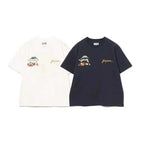 25SS Japanese Retro Summer New Style Cherry Blossom Letter Embroidery Round Neck Casual Short-sleeved T-shirt for Men and Women