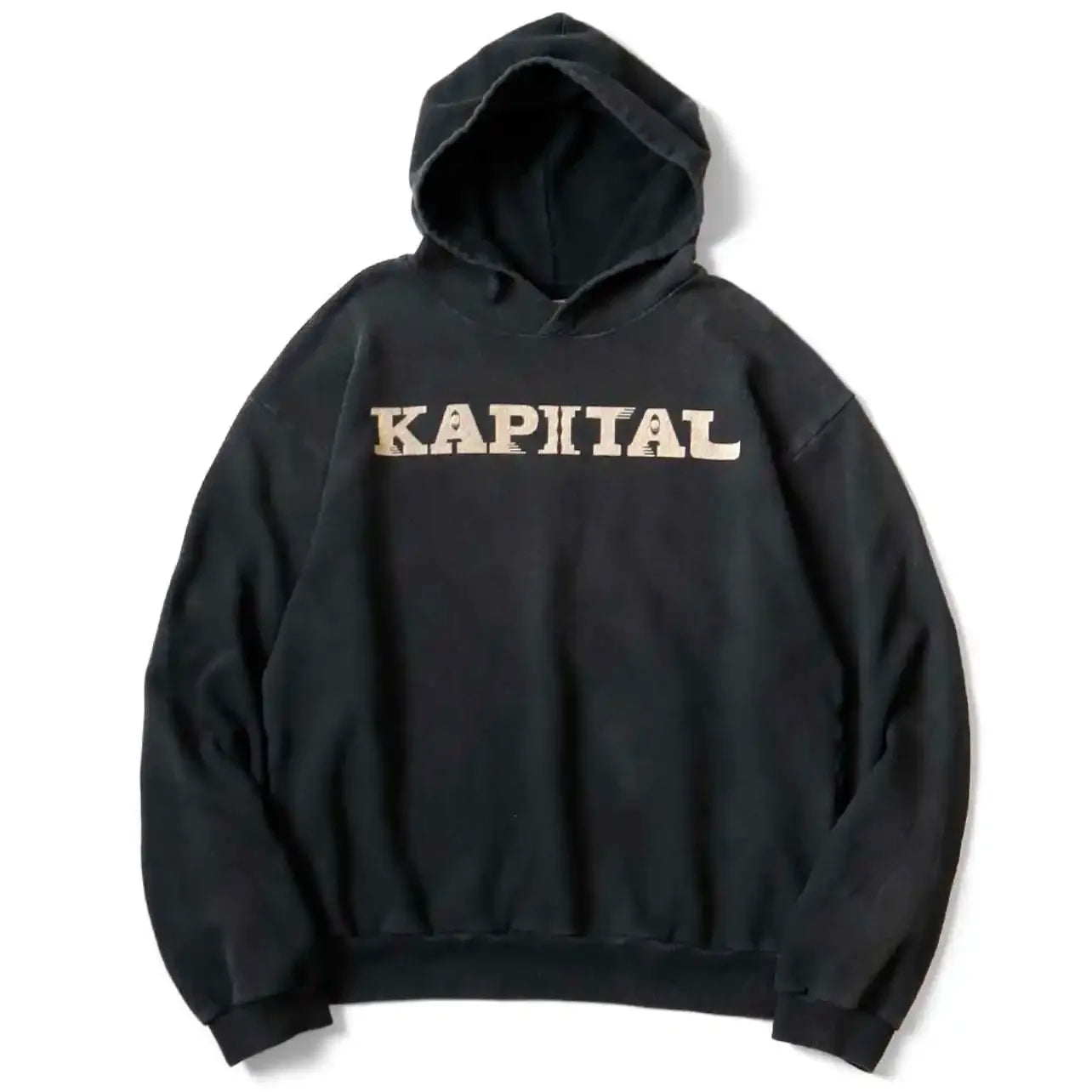 24AW KAPITAL Hirata Kazuhiro Casual Cotton Hoodies Warm Letter Printed Distress Hooded Men Sweatshirt