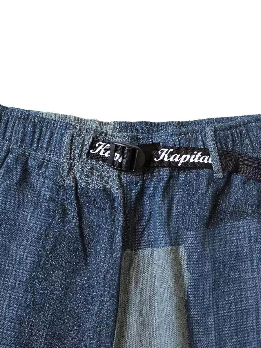 KAPITAL Japan Style Hirata Kazuhiro Cotton Color Blocked Jacquard Loose Shorts for Men Summer Wear