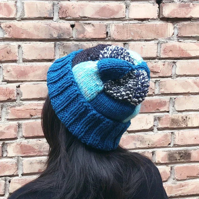 Autumn New Men's and Women's Knitting Hats Hand Woven Patchwork Pattern Personalized Fashionable Wool Caps