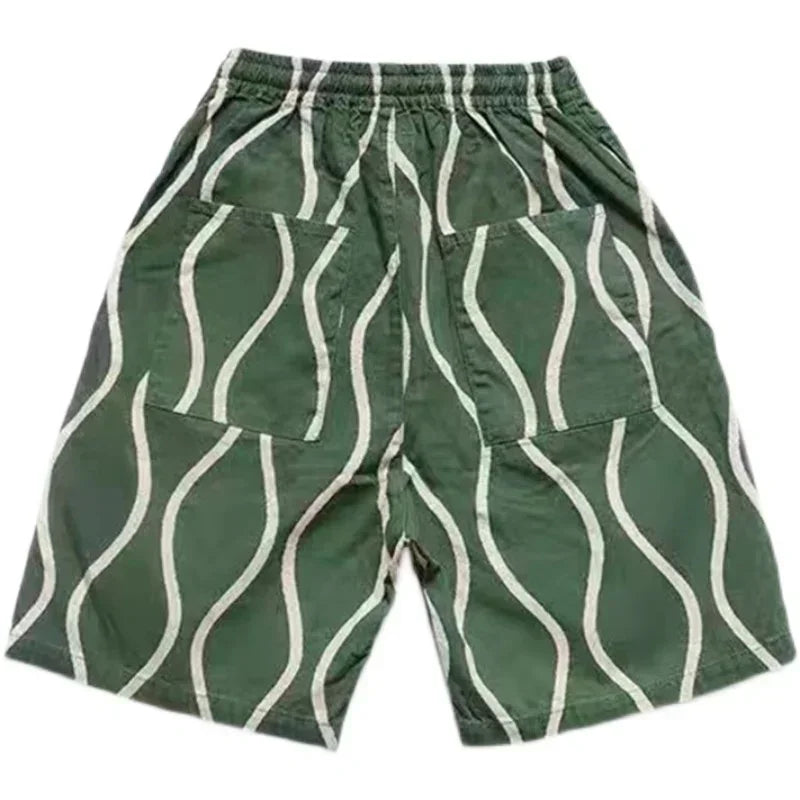 KAPITAL Hirata Hohiro Cotton Hemp Water Corrugated Printing Japanese Trend Tether Men's Casual Shorts