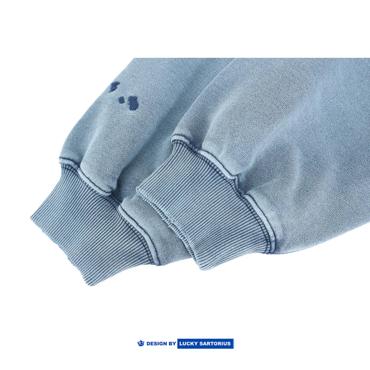 Japanese Retro Washed Distressed Embroidered Flower Round Neck Hoodie for Men and Women Loose Casual Top