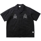 Japanese Thunderbird Embroidered Short Sleeve Casual Loose Shoulder Summer Shaped Shirt Men and Women