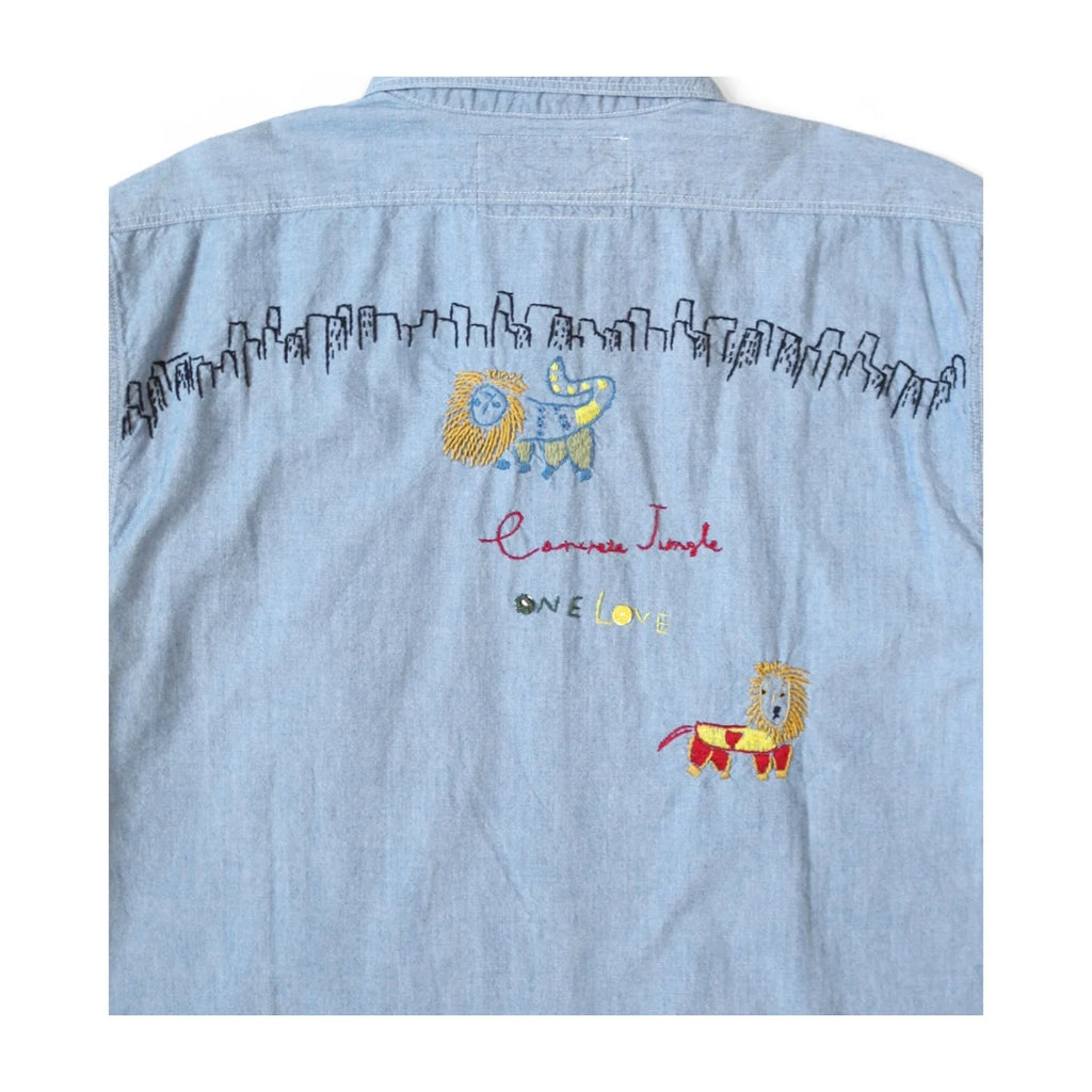 25AW KAPITAL Hirata Kazuhiro Casual Lion Flower Ten Thousand Needle Embroidery Lapel Cotton Long Lining Shirt for Men