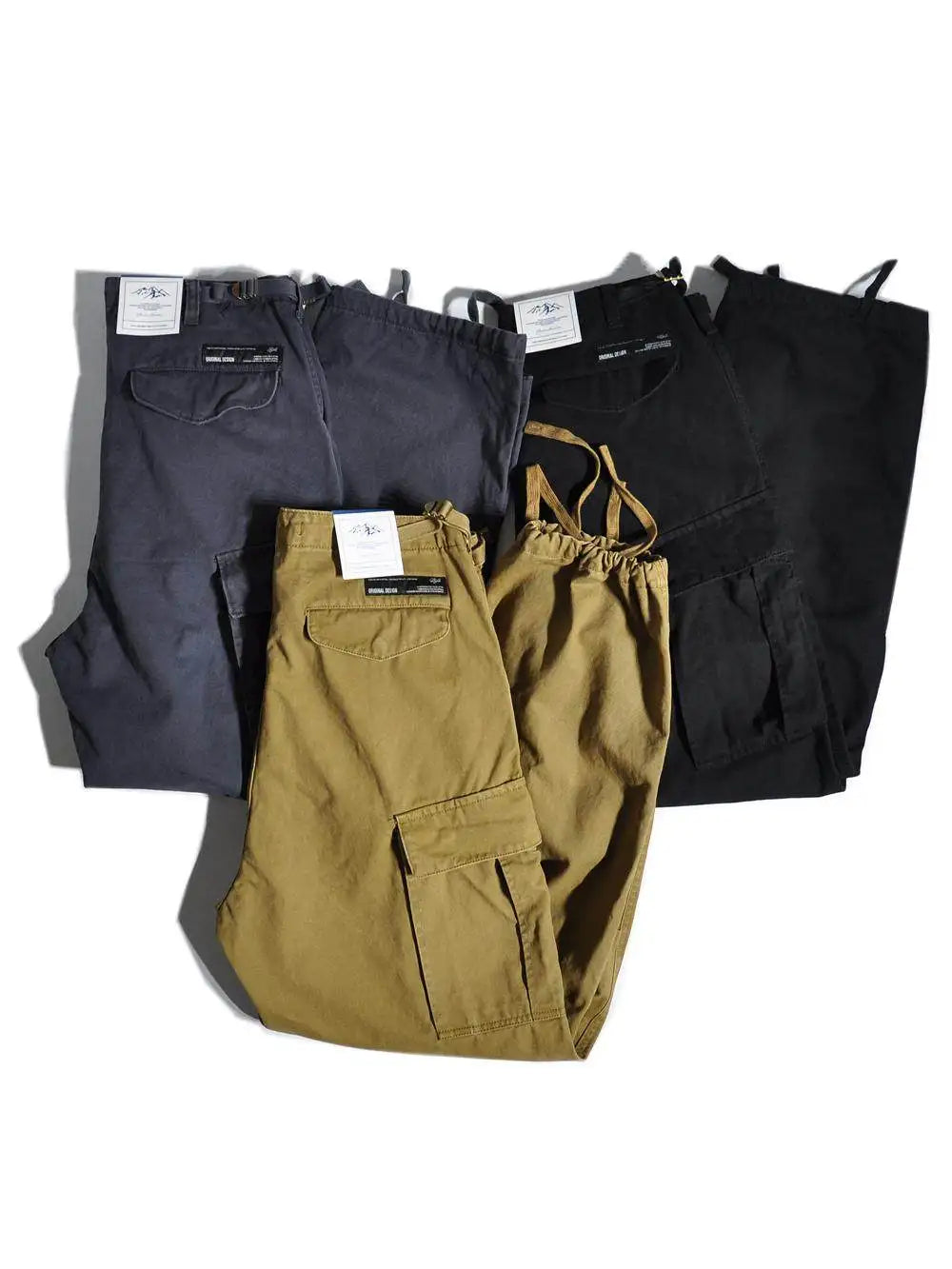 American Retro Outdoor Work Pants Loose Straight Wide Leg Casual  Multiple Pockets and Ankle Binding Pants