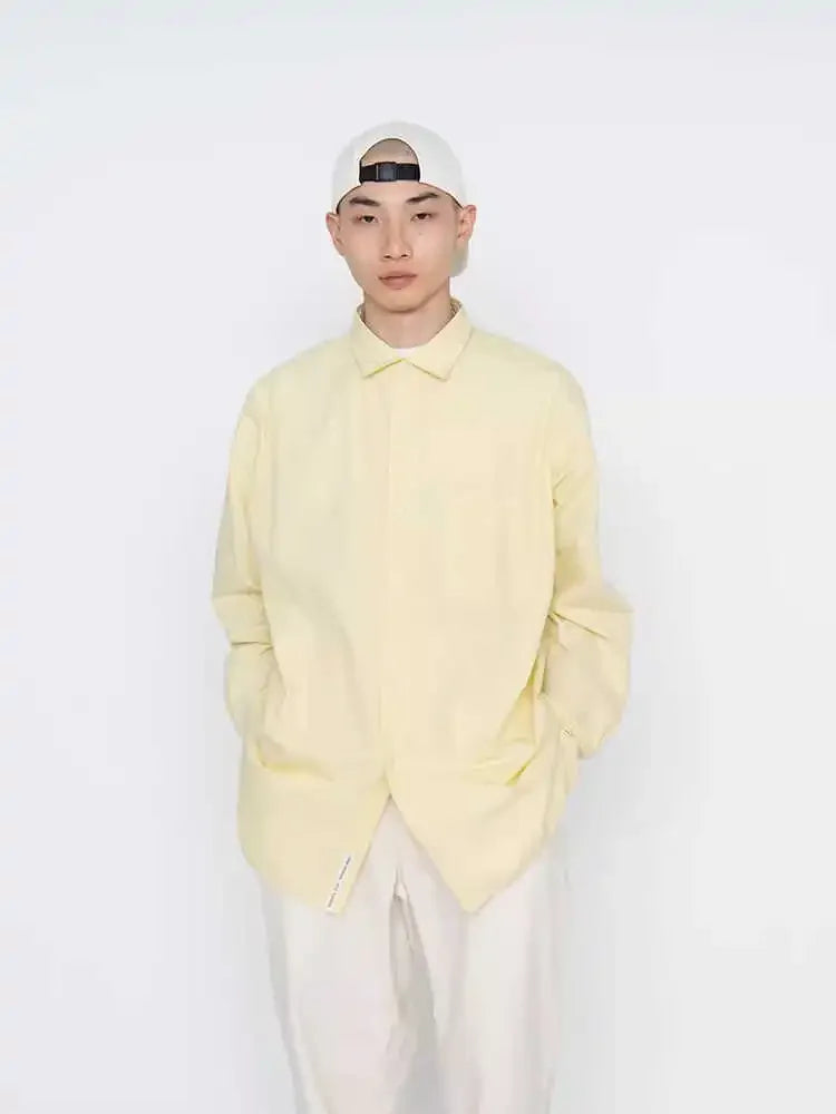 Nanamica 24AW Japanese Solid Color Long Sleeved Shirt Men's Fashion Trend Brand Loose Casual Top