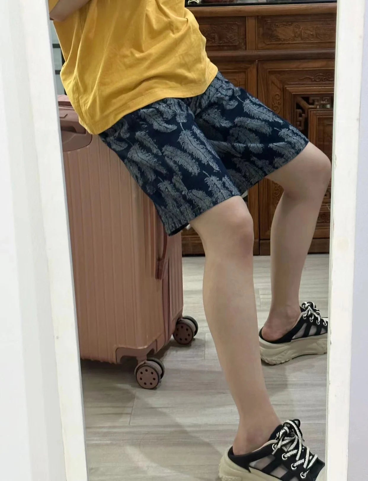 Kapital Japan Style Feather Pants for Men Cotton Clothing Summer New Denim Shorts