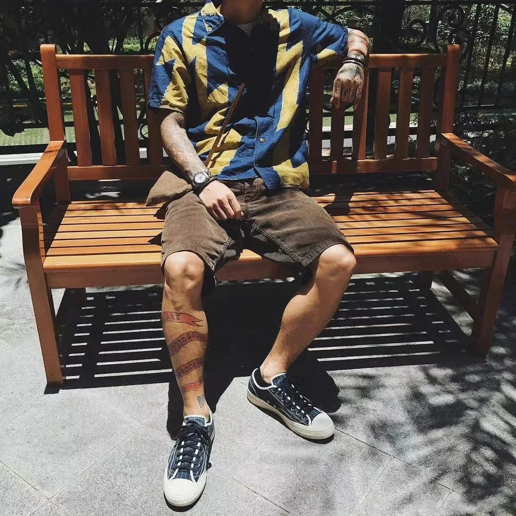 New Arrival 23SS FLUXUS03 Japanese Casual Loose Splashed Ink Corduroy Shorts for Men