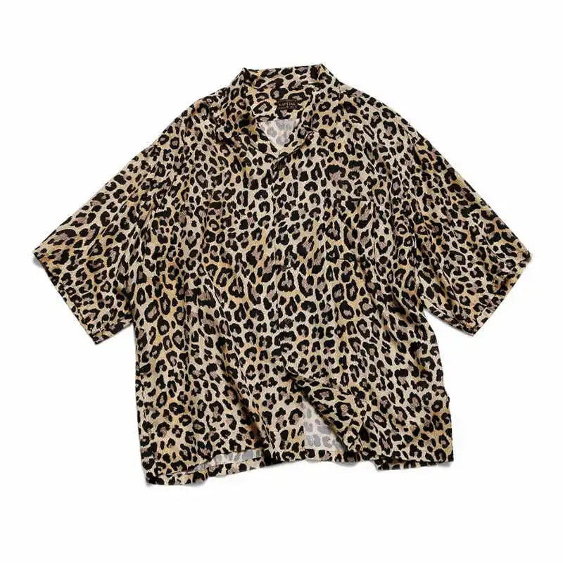 21SS KAPITAL Kazuhiro Hirata Unisex Leopard Print Japanese Hawaiian Casual Short Sleeved Shirt for Women and Men