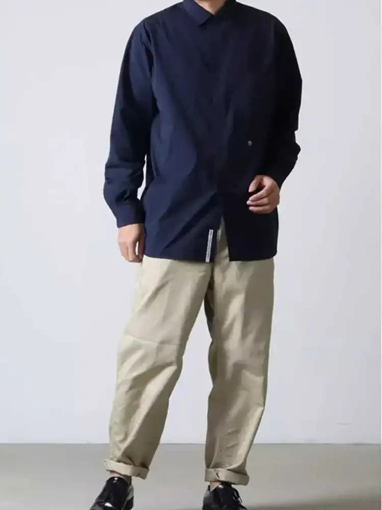 Nanamica 24AW Japanese Solid Color Long Sleeved Shirt Men's Fashion Trend Brand Loose Casual Top