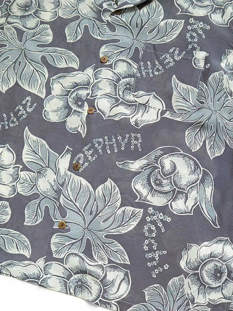 KAPITAL Hirata Kazuhiro Unisex Japanese Retro Casual Loose Letter Flower Print Short-Sleeve Shirt for Men and Women